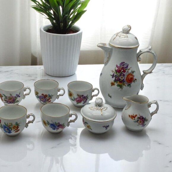 Furstenberg Bunte Blume Porcelain Tea Set - 10 piece